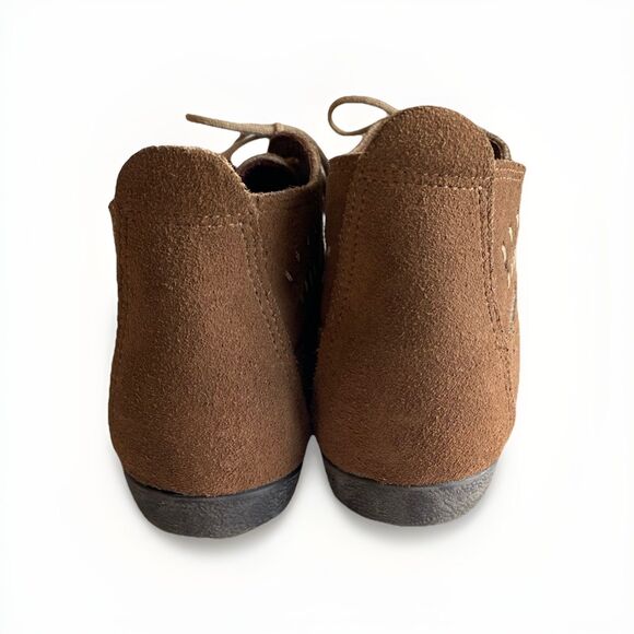 VTG Minnetonka Moccasin Brown Suede Bootie Stitching Accent Driving Comfort Sz 7 - Picture 6 of 11